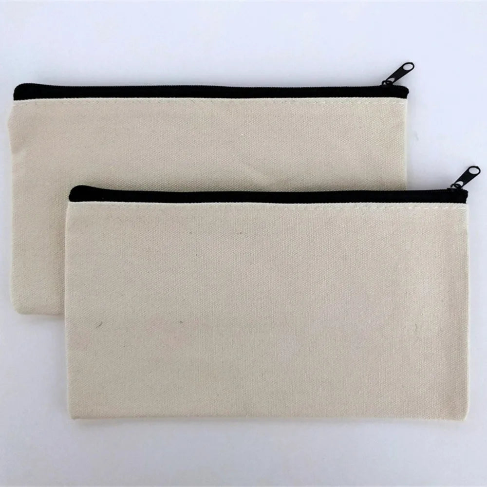 1Pcs Canvas Zipper Bags Multifunctional Blank DIY Craft Pouches Pencil Cosmetic Jewelry Bags Case Pouch For Home School Travel