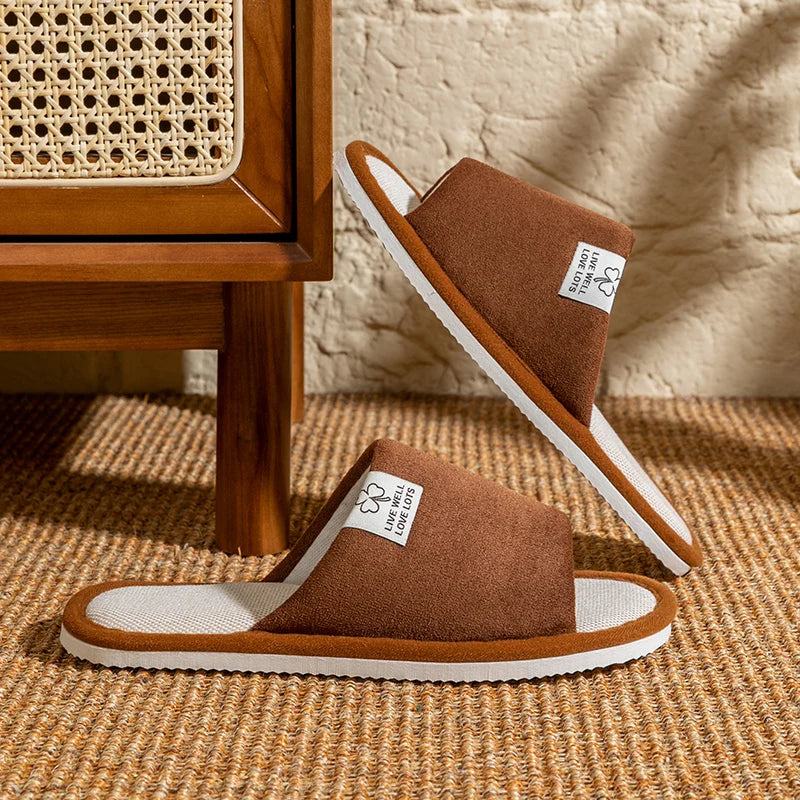 Slippers for Men,Non-Slip Soft-Soled Indoor House Slippers for Spring&Summer, All-Season Linen Home Comfortable Slippers - Belvar