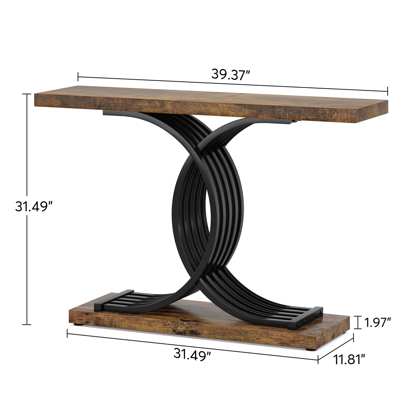 Tribesigns Gold Entryway Table, Modern 39-Inch Console Faux Marble Narrow Wood Sofa with Geometric Metal Legs