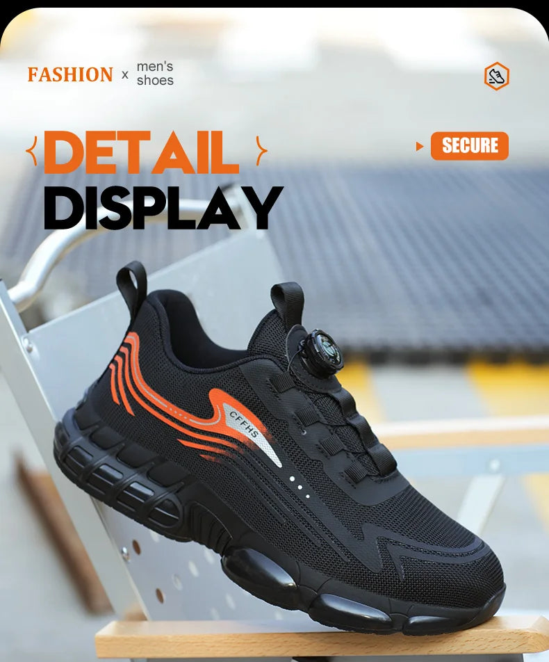 Work Shoes for Men Slip Resistant Comfortable Cushioned Insoles Safety Toe Lightweight Sneakers Anti-smash Industrial Shoes - Belvar