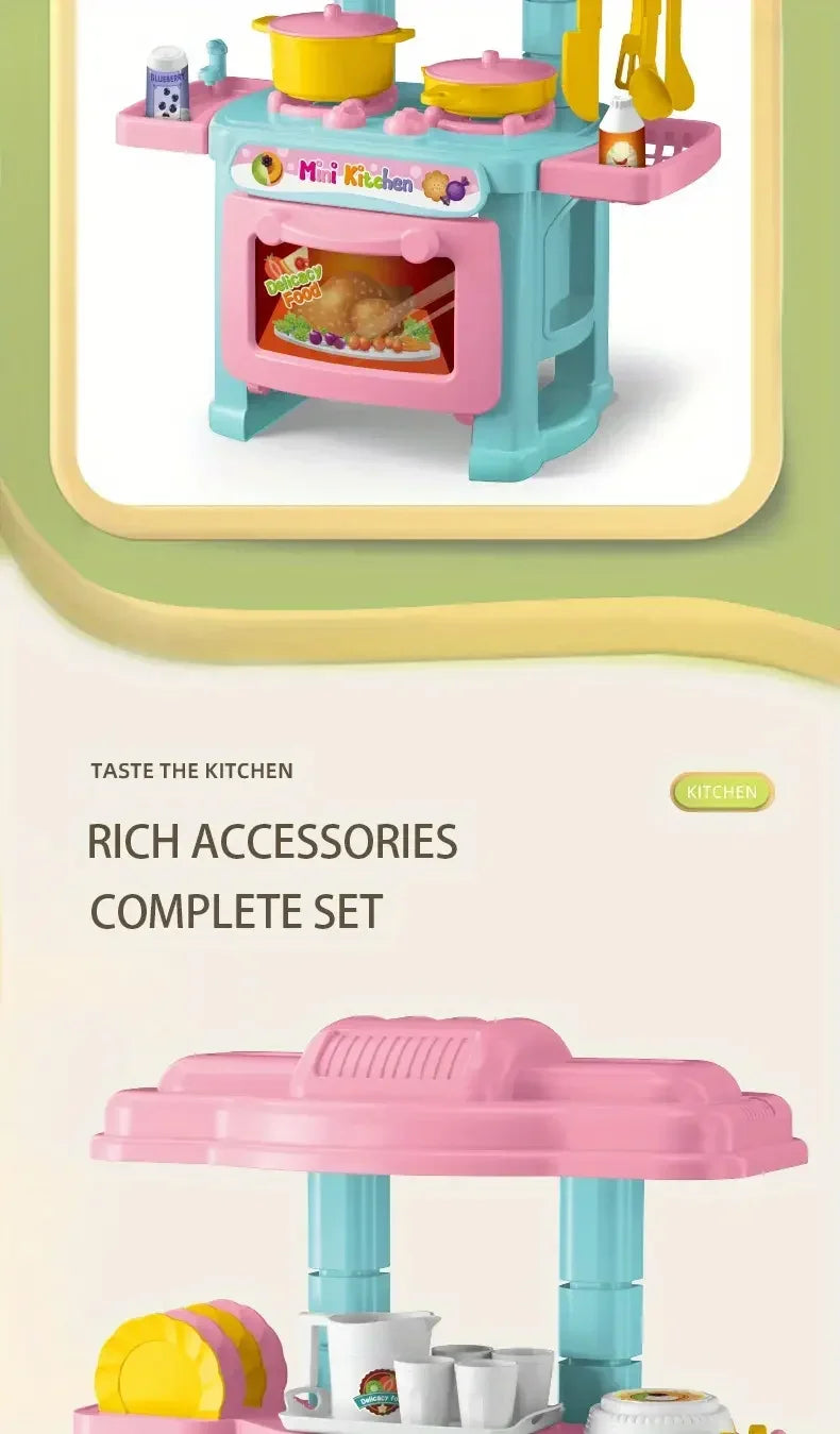 Mini Kitchen Counter Play Set DIY Simulated Cooking Food Tableware Play House Role Play Pretend Game Toy Gift Kid Boy Children - Belvar