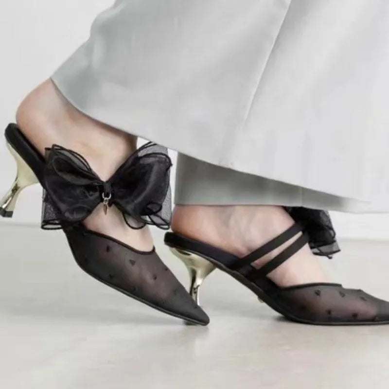 Ladies Shoes 2025 New Summer Closed Toe Women's Slippers Fashion Outdoor Best Seller Dress Hot Sale Mesh Elegant High Heels - Belvar