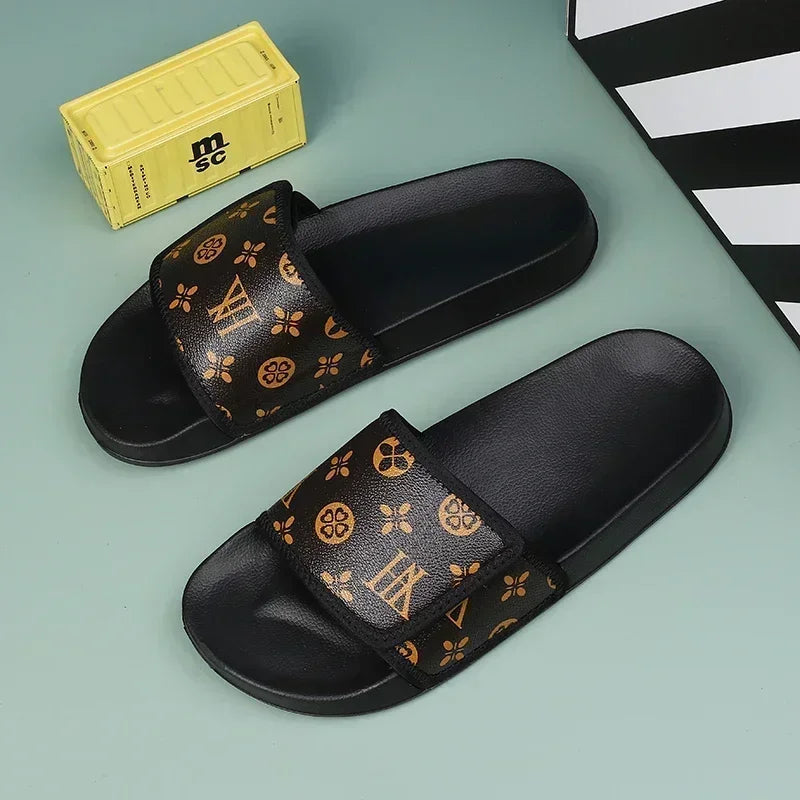 Slides Shoes for Men 2024 Slippers House Man Comfortable Men's Sandal Living Room Slippers Walk Around Home Flip Flop Slipper - Belvar