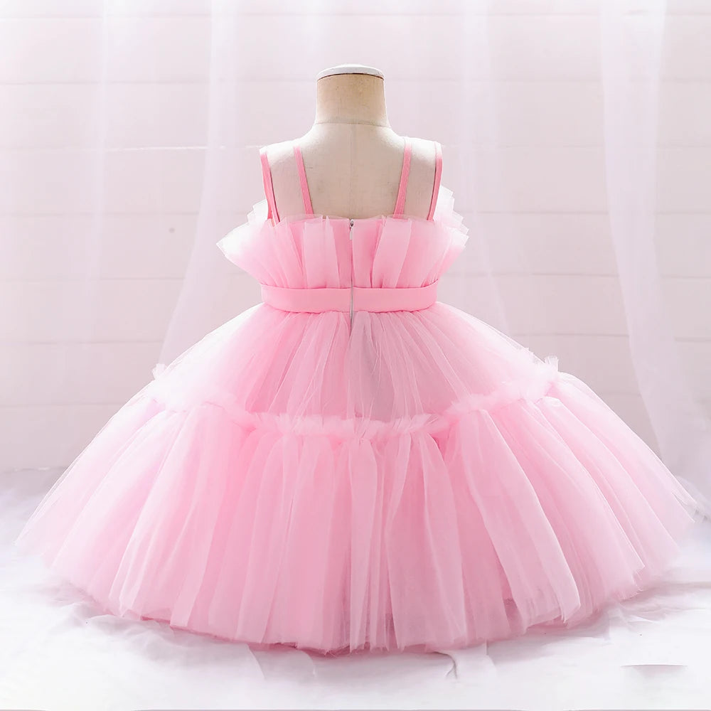 2022 Baby Dress For Girls Kids Wedding Bridesmaid Dresses Toddler Tulle Birthday Princess Party Dress Infant Outfits Vestidos