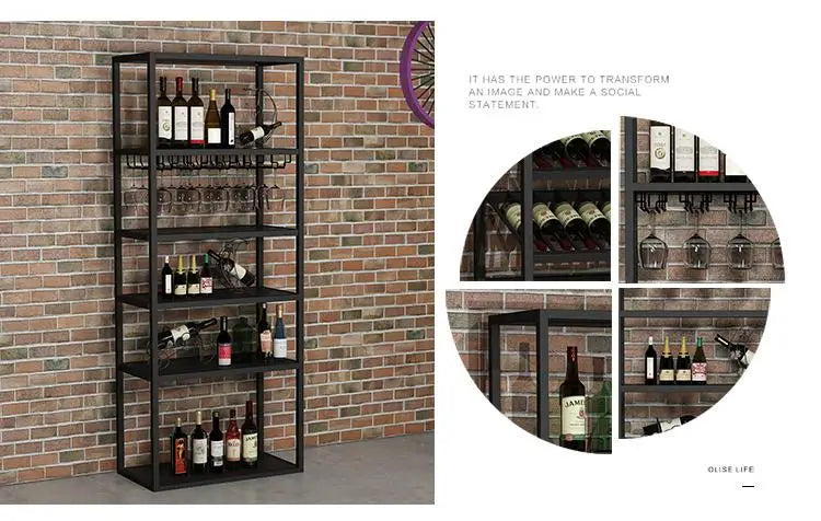 Kitchen Industrial Bar Cabinet Houses Wedding Iron Stackable Handmade Design Display Wine Rack Column Armadietto Cube Furniture