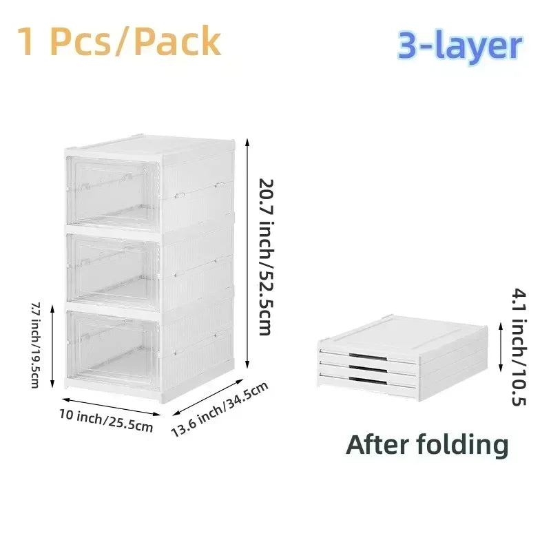 6 Layers Shoes Box Foldable Transparent Sneaker Shoe Storage Organizers Box Stackable Dustproof High-top Cabinet Shoe Rack Shelf - Belvar