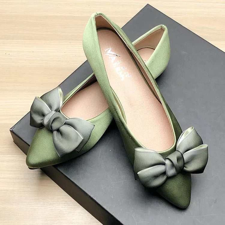Shoes for Women Flat Heels Pointed Flat Shoes Black Flats for Women Dressy Comfort Silk Bow Size 33-43 Nice Quality Basic Shoes