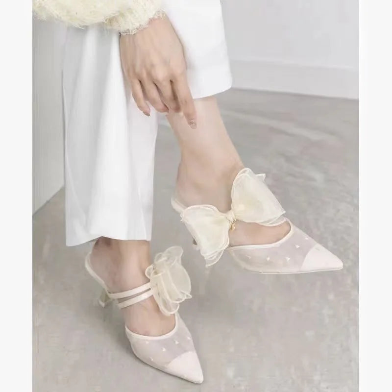 Ladies Shoes 2025 New Summer Closed Toe Women's Slippers Fashion Outdoor Best Seller Dress Hot Sale Mesh Elegant High Heels - Belvar