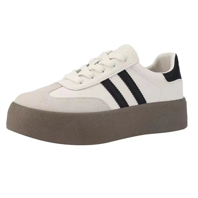 Sports shoes thick sole casual board shoes women 2024 new cowhide everything soft sole inside increase de training shoes - Belvar