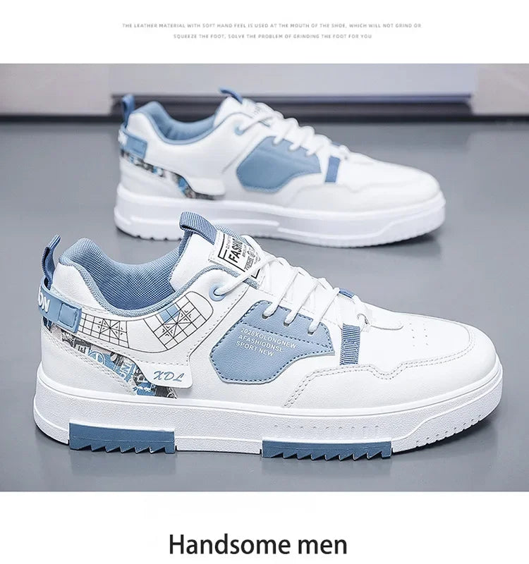 Men's shoes 2024 summer new breathable white shoes men's trendy and versatile thick soled sports board shoes trendy shoes - Belvar