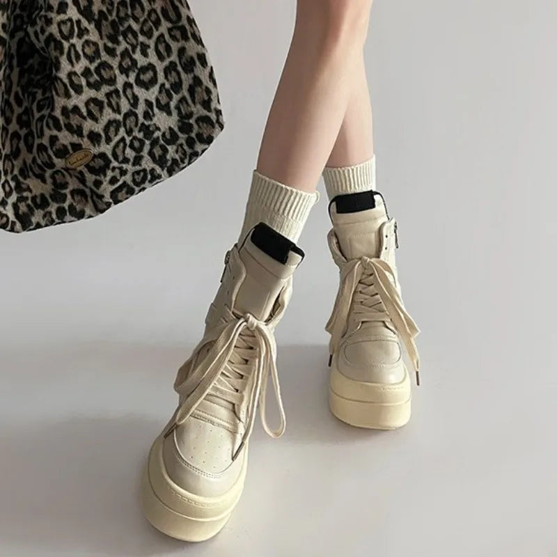 Shoes for Women Women's Ankle Boots Trendy Retro High-top Women's Shoes Fashion Casual Chunky Platform Luxury Designer Sneakers - Belvar