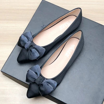 Shoes for Women Flat Heels Pointed Flat Shoes Black Flats for Women Dressy Comfort Silk Bow Size 33-43 Nice Quality Basic Shoes