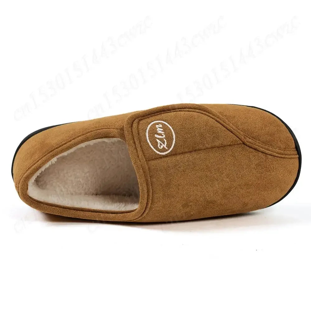 House Shoes for Men Suede Leather Slippers Non-Slip Slip-on Shoes Comfy Warm Plush Indoor/Outdoor for Diabetic Swollen Feet - Belvar
