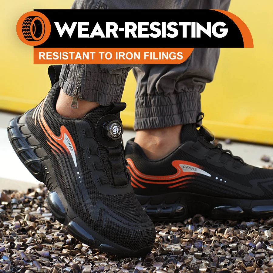 Work Shoes for Men Slip Resistant Comfortable Cushioned Insoles Safety Toe Lightweight Sneakers Anti-smash Industrial Shoes - Belvar
