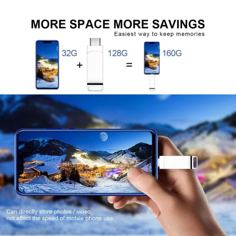 16TB Flash Drive USB 3.2 Super High Speed Transfer Metal Mini U Disk Pen Drive Type C Memory Waterproof Disk SSD U Drive