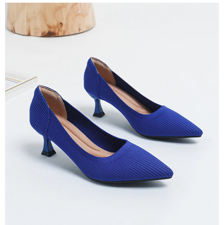 Women's High Heels Fashion Pattern Soft Knitted Comfortable Breathable Shoes 2025 New (6cm High) - Belvar