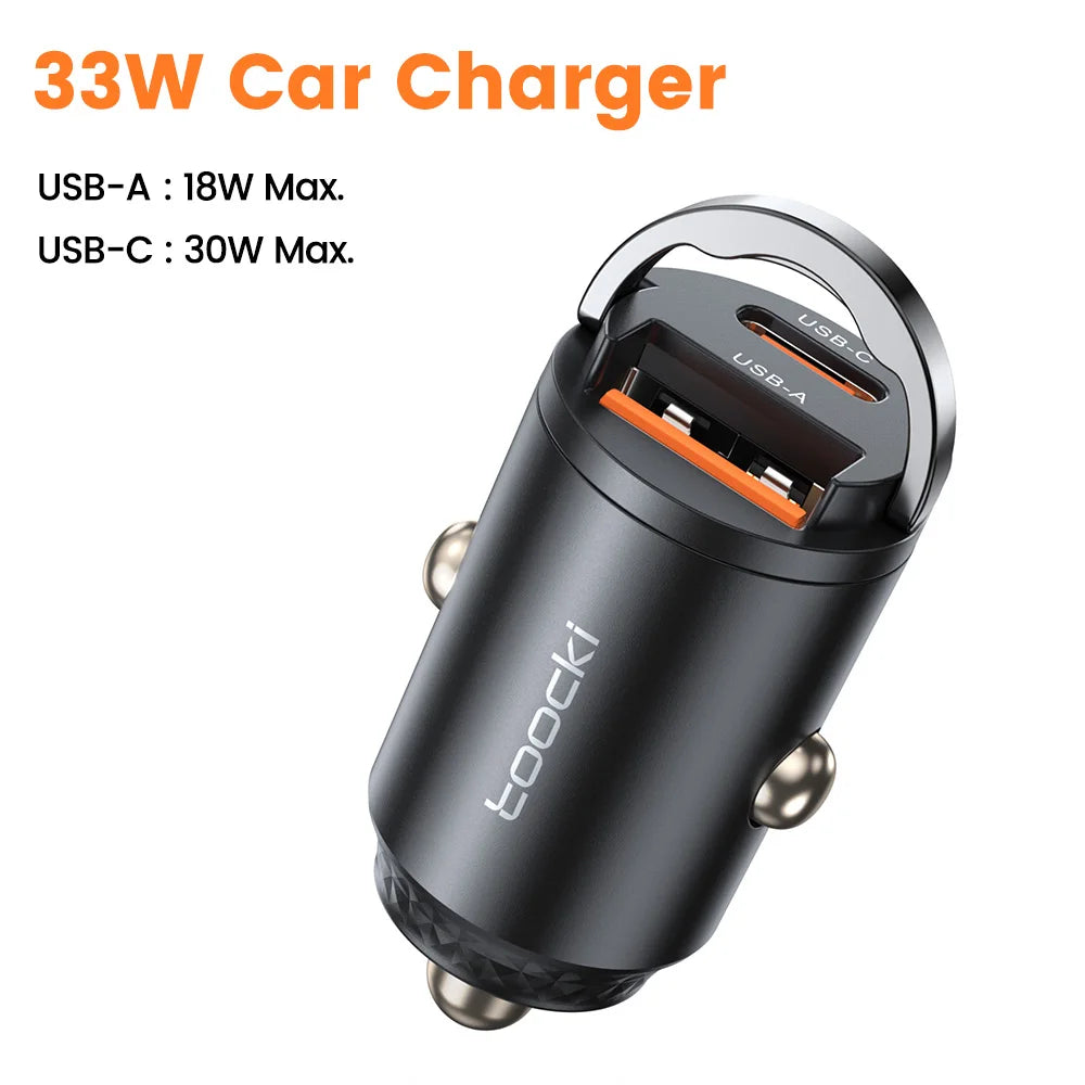Toocki 45W Car Charger Fast Charging PPS 33W USB Type C Fast Charging For iPhone 15 14 13 12 Pro Huawei Samsung S23 Xiaomi 13 12