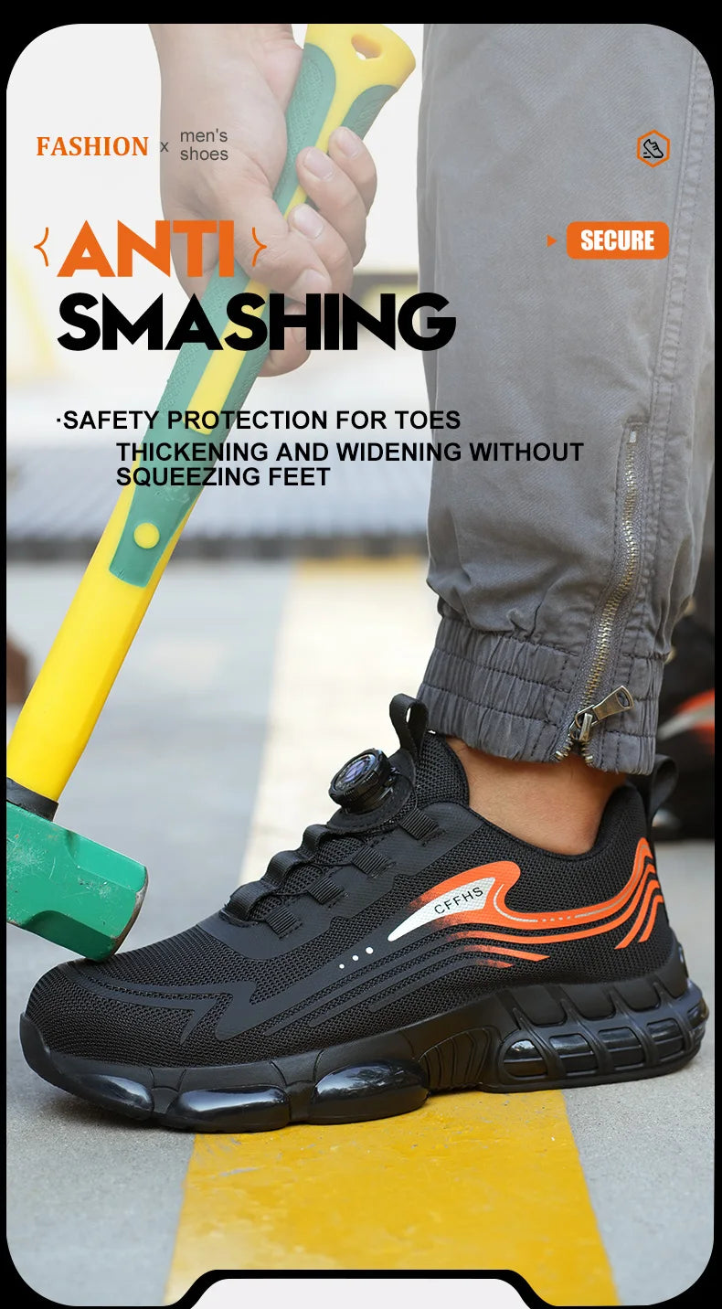 Work Shoes for Men Slip Resistant Comfortable Cushioned Insoles Safety Toe Lightweight Sneakers Anti-smash Industrial Shoes - Belvar