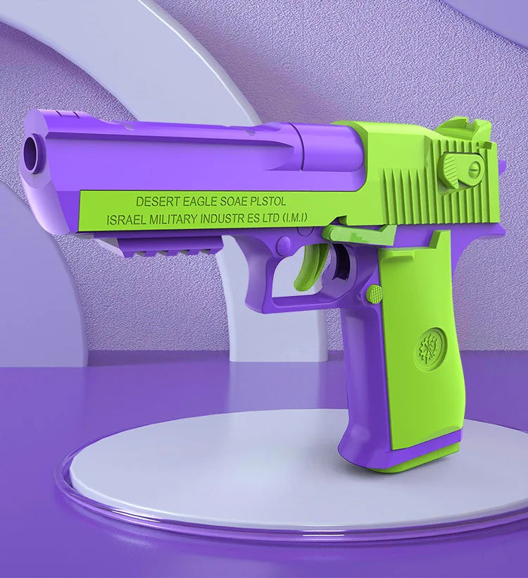 Stress Relief Simulation Model Gun Continuous Throwing Hanging Revolver Launcher Toy Gun Outdoor Play Entertainment Kids Gift