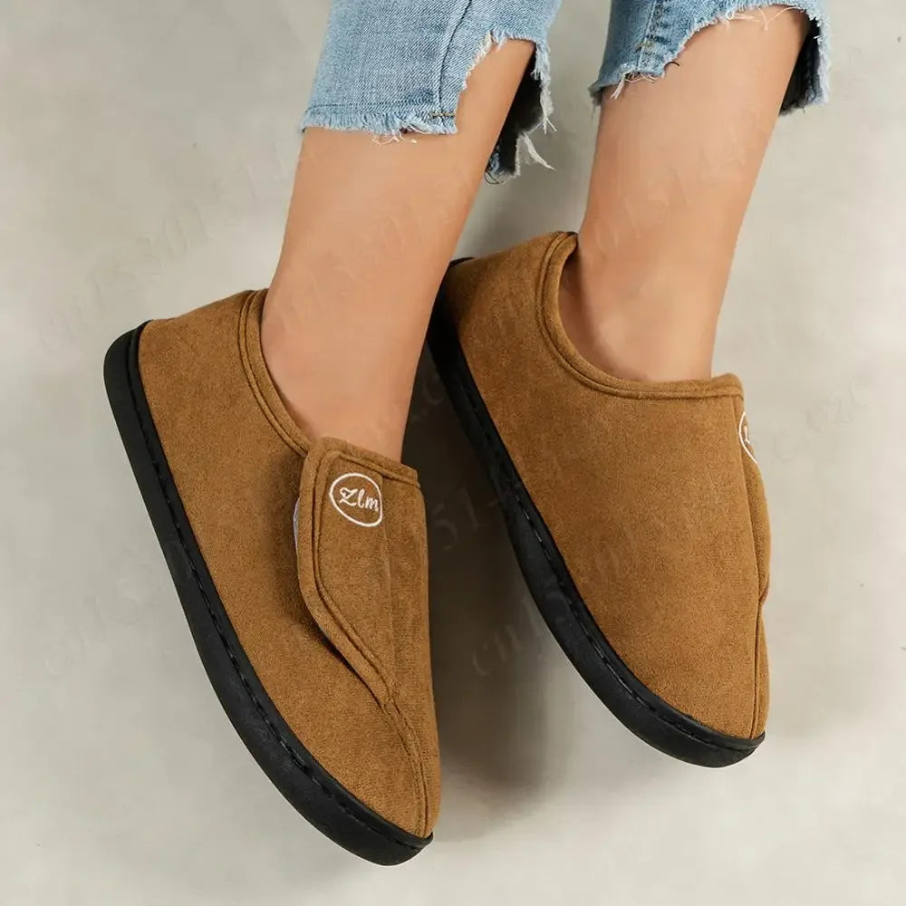 House Shoes for Men Suede Leather Slippers Non-Slip Slip-on Shoes Comfy Warm Plush Indoor/Outdoor for Diabetic Swollen Feet - Belvar