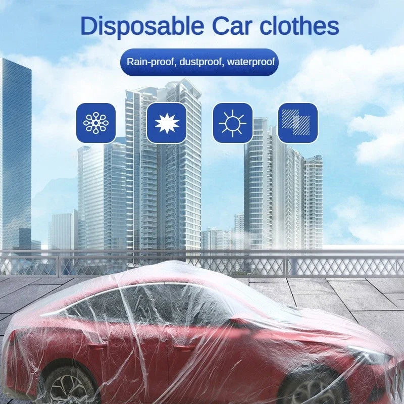 1-10PCS Disposable Car Cover Transparent Car Cover Car Coat and Car Cover PE Film Rain Cover Disposable Car Cover Car Dust Cover