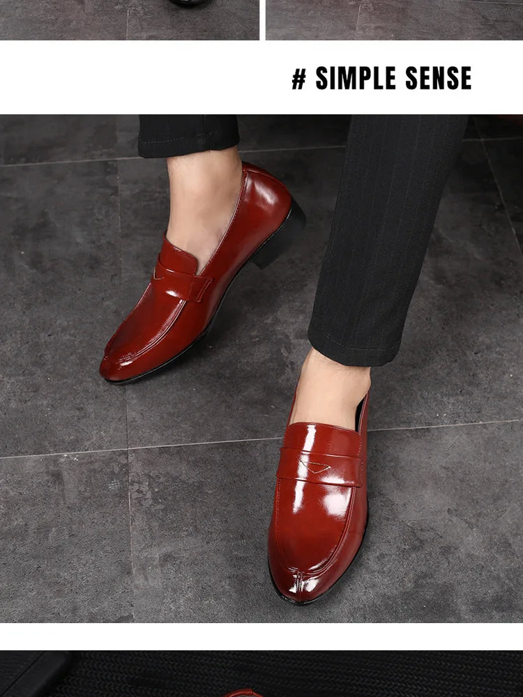 Men's Shoes Loafers Dress Man British Casual Single Leather Small Square Toe Mens Genuine Shoe Formal Black Elegant Good Quality - Belvar