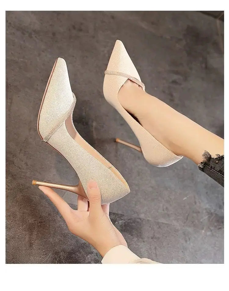 Ladies Shoes 2024 Fashion Basic Women's High Heels Sexy Party Pumps Women Crystal Slip-on Spike Thin Heels Female Shoes Zapatos - Belvar
