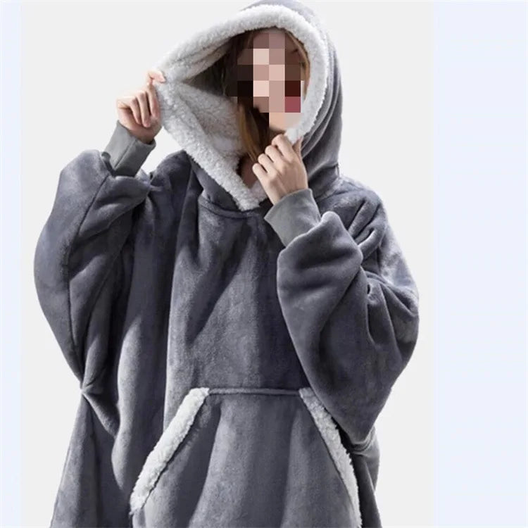 Pullover Fleece Pajamas Women's Padded and Thickened Home Cold-proof Robe Women's Couples Clothing Sweater Fleece Warm Clothes