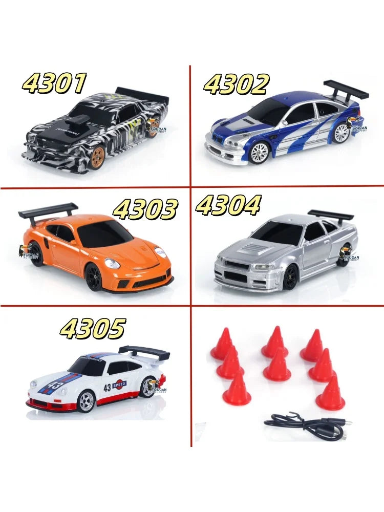 1/43 RC Ready To Go Race Car Remote Control Drift Car 4WD Mini Toy With LED Headlights For Children Gift