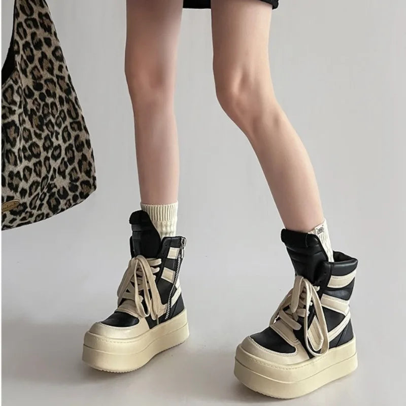 Shoes for Women Women's Ankle Boots Trendy Retro High-top Women's Shoes Fashion Casual Chunky Platform Luxury Designer Sneakers - Belvar