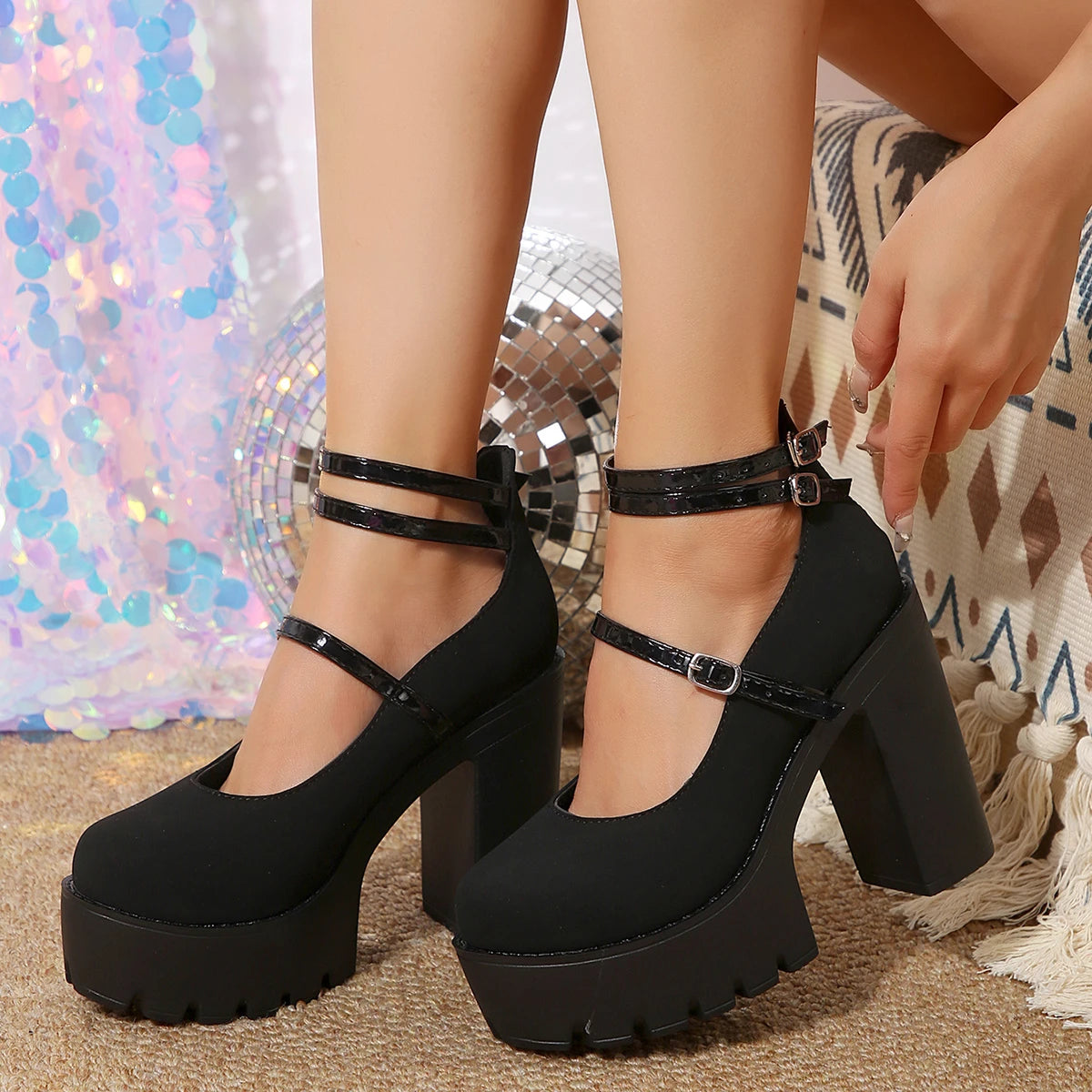 High Heels Women Mary Janes Shoes Woman Platform Fashion Sandals Women Summer New Dress Lolita Shoes Chunky Pumps Zapatos Mujer - Belvar