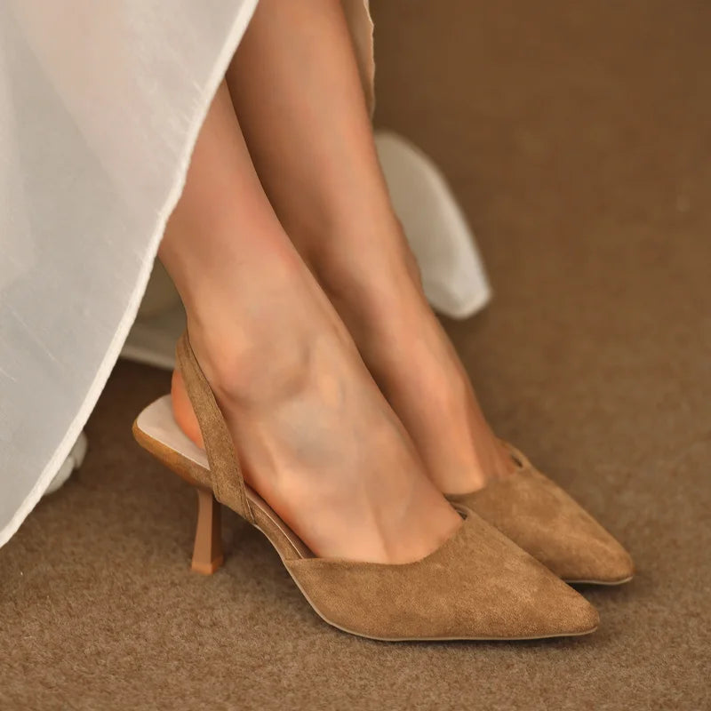 Shoes for Women Fashion One Kick Women's Pumps Autumn Pointed Toe Suede Solid Sexy Dress Stilettos or Thin Heels Shallow Shoes