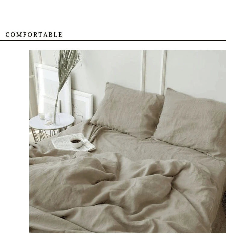 Washed Linen Bed Sheets, Natural Linen Bed Sheets, 1-Piece Set, Breathable and Super Soft Bedding (Excluding Pillowcases)