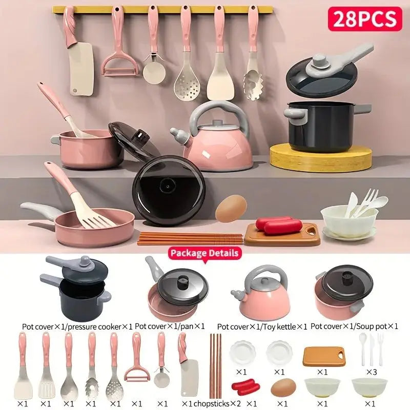 Kitchen Toys Set for Children,28pcs Simulated Kitchen Toy Pretend Play Kitchen Accessories Cooking Toys for Kids Girls Gifts