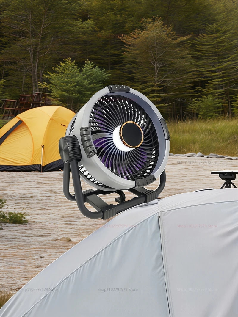 20000mah 6 1 camping fan outdoor ceiling fan with 4 speed charging desktop air circulator LED light power travel camping