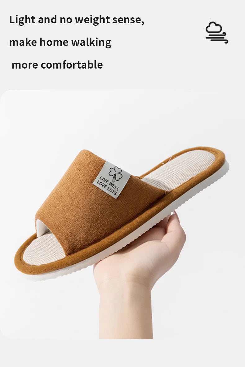 Slippers for Men,Non-Slip Soft-Soled Indoor House Slippers for Spring&Summer, All-Season Linen Home Comfortable Slippers - Belvar