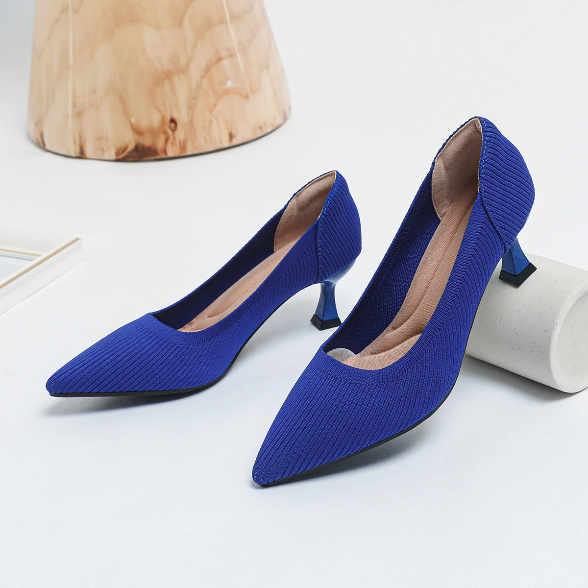 Women's High Heels Fashion Pattern Soft Knitted Comfortable Breathable Shoes 2025 New (6cm High) - Belvar