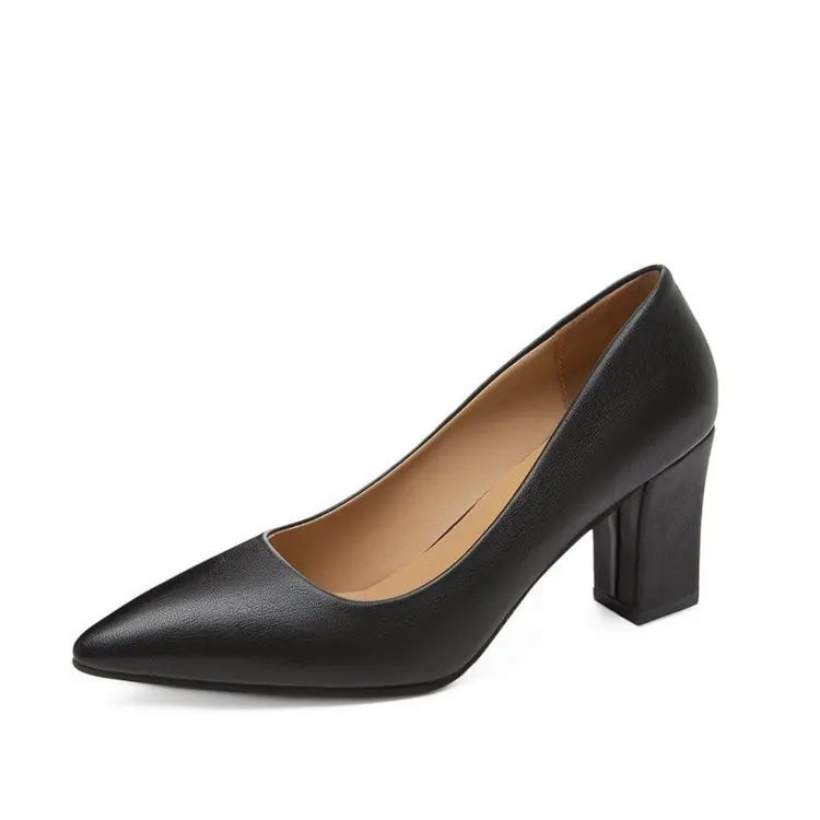 High Heels Women 2022 New Korean Style Pointed Shallow Mouth Thick Heel Fashion Shoes Sapatos De Mujer - Belvar