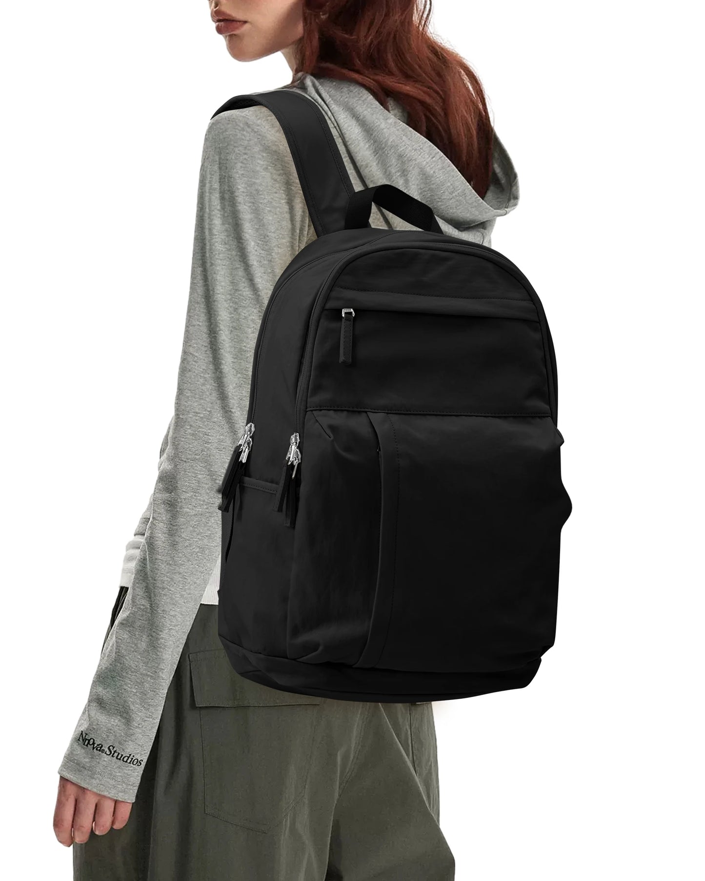 Schoolbag, female college student commuter backpack, computer backpack, college style, super cute, good-looking,beige
