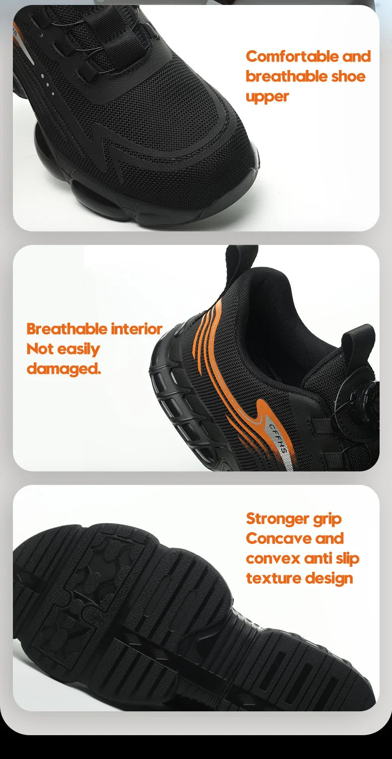 Work Shoes for Men Slip Resistant Comfortable Cushioned Insoles Safety Toe Lightweight Sneakers Anti-smash Industrial Shoes - Belvar