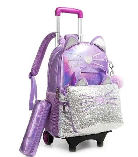School Wheeled backpack Bag School bag with wheels Trolley Satchel bag Kids School Rolling backpack for girls School Trolley Bag