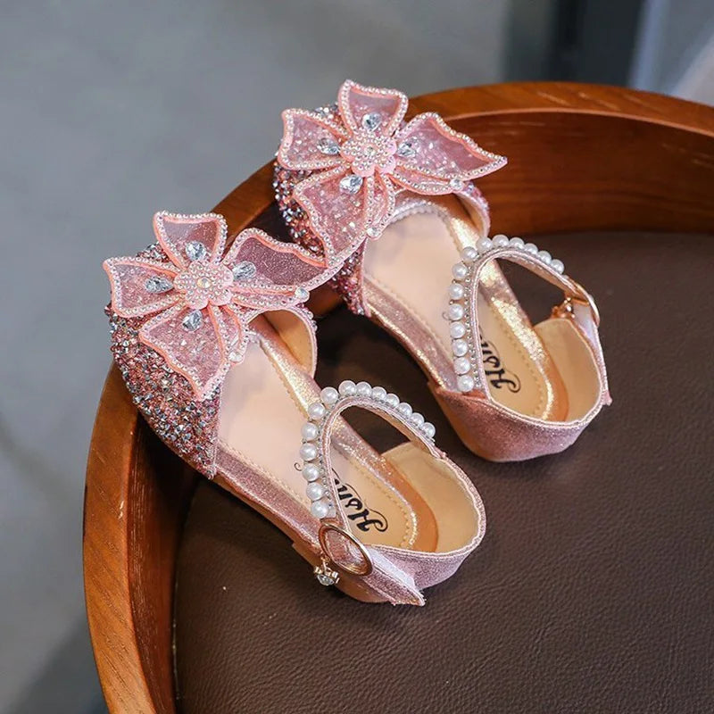 Toddler Girls Dress Shoes for Girls Princess Shoes Low Heels Toddler Soft Sole Glitter Shoes for Wedding Party