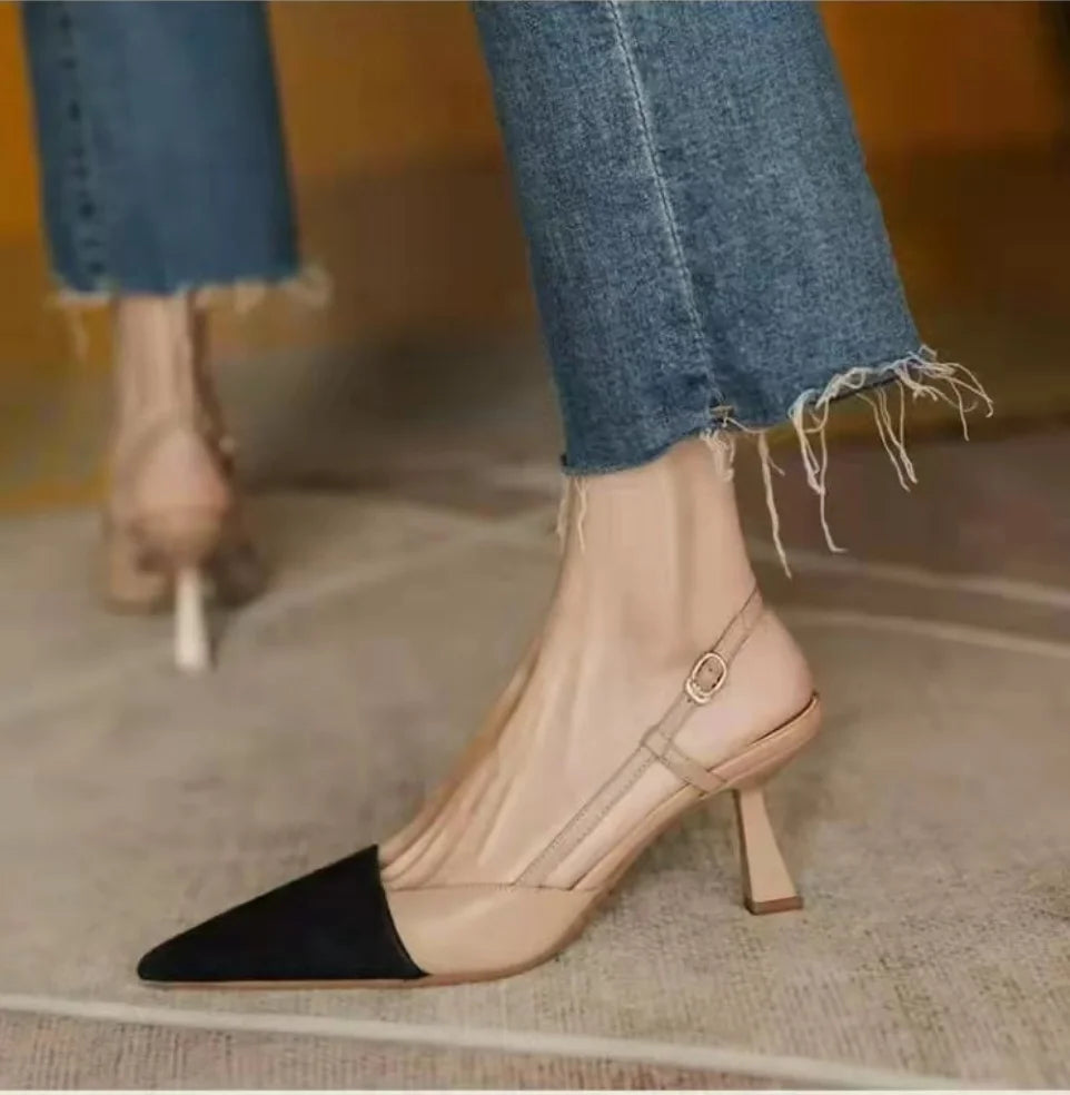 High Heels Summer 2025 New Arrival Fashion Buckle Pointed Heel Sandals Women Comfort Simplicity Stilettos Sandalias De Mujer - Belvar