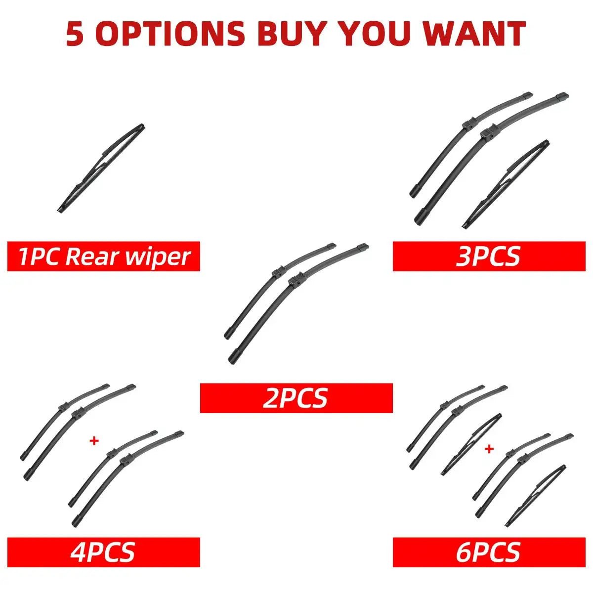 1/2/3/4/6PCS Car Wiper For Alfa Romeo 147 937 2005-2010 Front Rear Wiper Blades Brushes Cutter Auto Accessories 2007 2008 2009