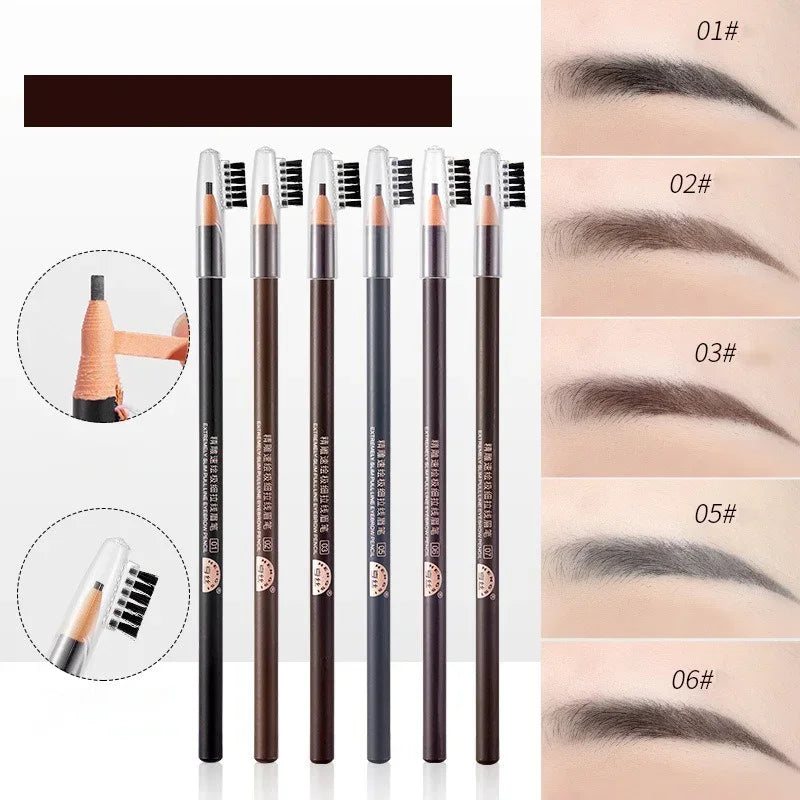 1/3/5/10pcs Ultra-fine Eyebrow Pencil 2mm Line Smooth Soft Eyebrow Pencil Brown Waterproof Long Lasting Make-up Pen with Brush