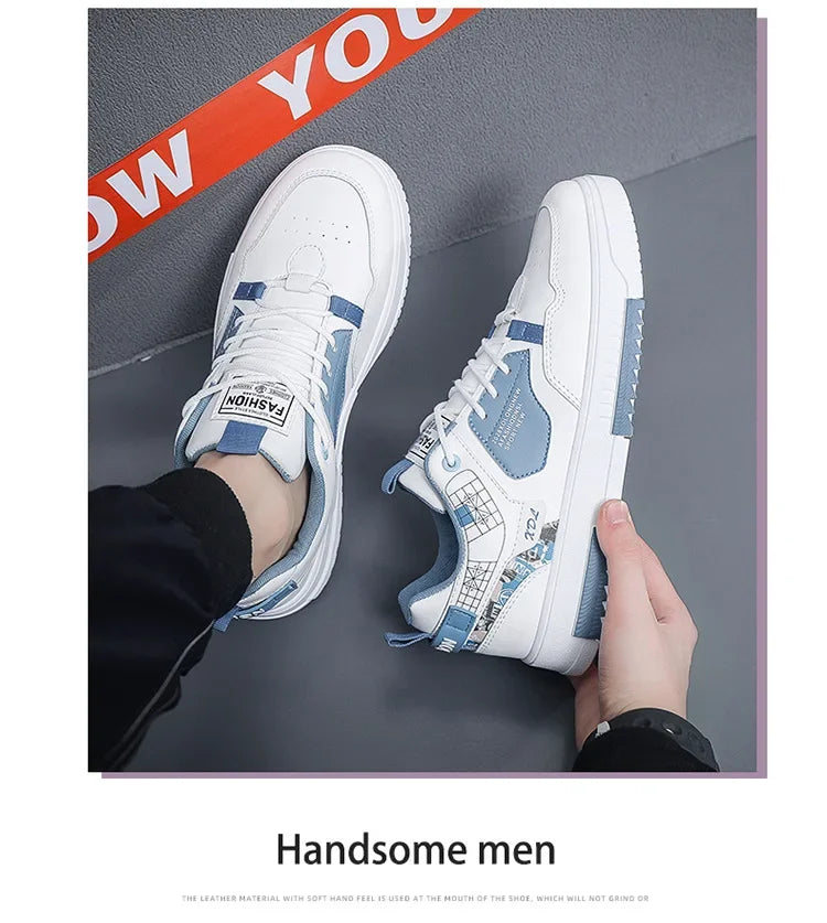 Men's shoes 2024 summer new breathable white shoes men's trendy and versatile thick soled sports board shoes trendy shoes - Belvar