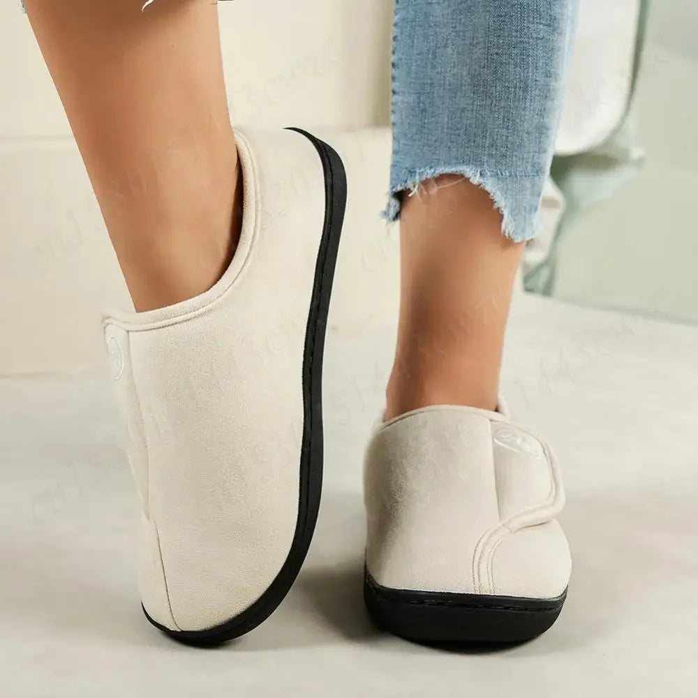 House Shoes for Men Suede Leather Slippers Non-Slip Slip-on Shoes Comfy Warm Plush Indoor/Outdoor for Diabetic Swollen Feet - Belvar