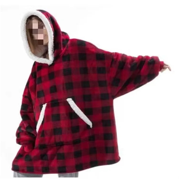 Pullover Fleece Pajamas Women's Padded and Thickened Home Cold-proof Robe Women's Couples Clothing Sweater Fleece Warm Clothes