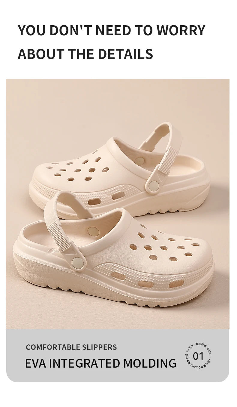 Thick soled perforated shoes for women, sandals for wearing, height increasing slippers, hiking beach sandals