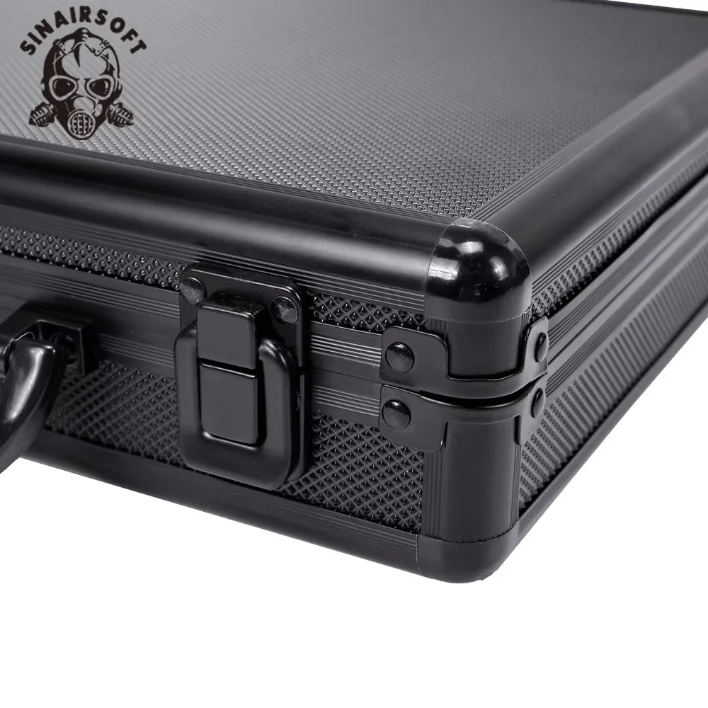 SINAIRSOFT Tactical Aluminum Hardcase Pistol Box Gun Bag Case Padded Foam Toolbox Weapons Suitcase Hunting Airsoft Glock Ipsc